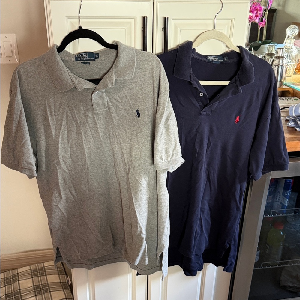 Polo by Ralph Lauren Gray and Navy Polo Shirts XL
